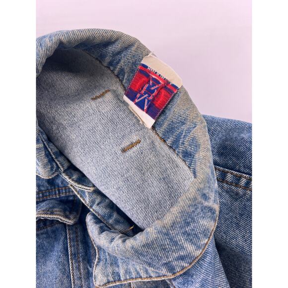 Vintage MBA Jean Jacket Mens Extra Large Light Blue Denim Y2K Band Saxophone - Picture 10 of 14